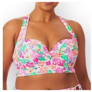 CALIFORNIA WAVES NWT Retro Inspired Floral Bikini Top Multicolor Plus C25011